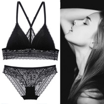 European and American new lingerie suit No steel ring Sexy lace bra suit coalescule with thin mold cup female lingerie bra