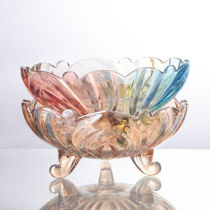 Nordic Color Crystal Creative Three-footed glass Big fruit tray Bowl Living Room Large Size Minima Home Dry Fruit Dish