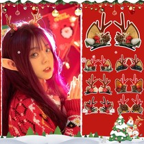 Christmas headdress whitewashes with small accessories and grotesque photos of Christmas decorations of female horns hairpin hoops