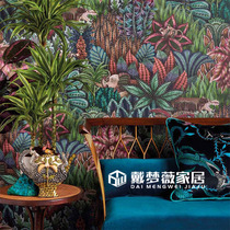 Original imported wallpaper Southeast Asian American plant animal map background wall living room bedroom villa model room wallpaper