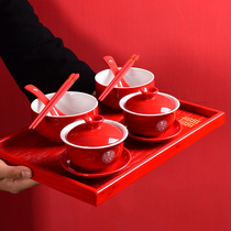 Wedding Toast Tea Cup Change To Tea Bowl Tea Set Tea Bowl Set Happy Bowl to Bowl Wedding Red Covered Cup Tea Cup Pair