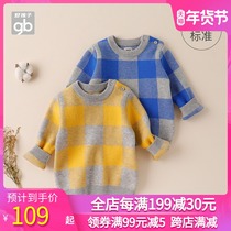 Goodbaby good children children childrens pullover sweater baby check knit shirt boys and girls round neck sweater