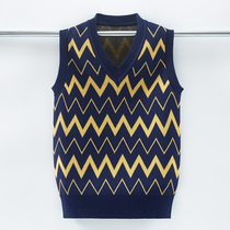 Boys waistcoat Autumn Winter outside wearing a foreign air knit vest Korean version of the wave CUHK Childrens sweater waistcoat and waistcoat thickened