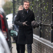 Mens wool coat cashmere coat middle and long Beckham with slim double-breasted British winter new windbreaker