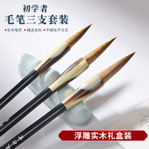 Chengzhutang brush wolf and medium trumpet set for beginners set high-end professional large medium and small regular script adult calligraphy supplies soft pen head Chinese painting set special letter writing sheep brush