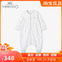 English baby sleeping bag Four Seasons general anti-shock newborn baby double cotton long sleeve split leg anti-kick