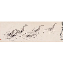 Art Derivatives] Qi Baishi < Shrimp Anecdotics > Xuan Paper Copy Handmade Toslice Living-room Decoration Hanging Painting