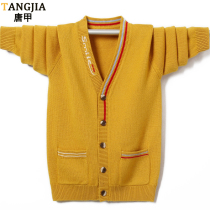 Boys pure cardigan 10 Winter 12 Elementary school students 14 junior high school students Autumn and winter 15 cardigan 16-year-old high school student sweater