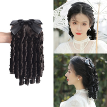 Ponytail wig Female retro Princess roll Palace extension Bow wig Republic of China Cheongsam style Roman roll fritters ponytail