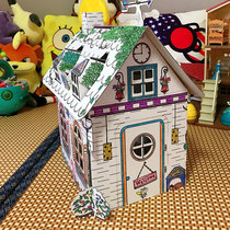 Childrens three-dimensional puzzle hut graffiti painted paper House Castle model creative paper shell handmade diy toys