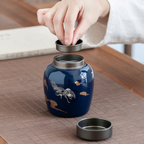 Ji Lan tea jar Ceramic storage jar sealed jar Chinese small creative boutique household moisture-proof tea jar ornaments