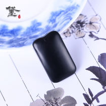 Dai Mo (jewelry)Hetian jade Moyu pendant Xinjiang Moyu blue and white peace card for men and women without a thing brand jade pendant