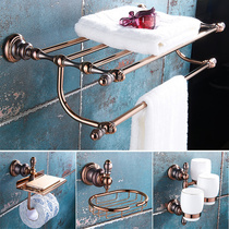  All copper gold wall-mounted bathroom bathroom shelf Vanity table Towel rack Bath towel rack Bathroom pendant set