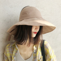 Empty-top fishermans hat female Japanese Rosex Tangk uv protection sun hat big hat brim sun hat