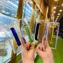 Square glass personality handle Cup teacup juice cup drink cup household Cup Nordic minimalist milkshake water Cup