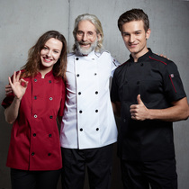 Chef uniform short sleeve black kitchen restaurant restaurant breathable thin back kitchen clothes for men and women chef overalls summer