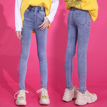 Girl Jeans Spring Autumn Tight Fit Pants Big Boy 100 Hitch Soft Ocean Air Fall 13 Thin 12 12-Year-Old 15 Students