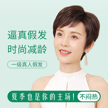 Wig female full head cover mom short hair real hair hairstyle Lady curly hair wig set real hair breathable not sultry