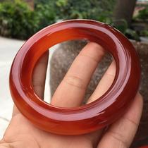 Fat round bar Brazilian raw ore red agate bracelet female Natural Red chalcedony Chinese style retro fine bracelet