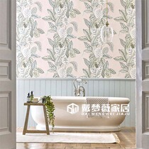 Original imported wallpaper American French Wall vertical pattern flower and bird living room background wall Villa model room hardcover room bedroom