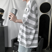 Striped Clothes Boys Short Sleeves Ins Surge Cards Easy Port Wind T-shirt Trends 100 Hitch Summer New 50% Sleeve Body