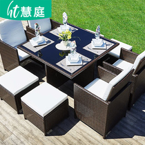 Outdoor table and chair combination outdoor garden small table chair Leisure back chair outdoor courtyard balcony rattan chair three-piece set