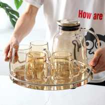 Household high temperature resistant and explosion-proof glass cold kettle super large capacity can be heated cold kettle set flower tea pot cold and hot pot