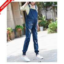 Maternity bib pants spring and summer adjustable early spring denim thin maternity pants loose hole spring maternity suit