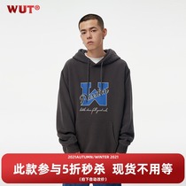 (WUT official store) 21AW texture aesthetics series enthusiastic English letter sweater Xinjiang cotton 400g hoodie