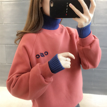 Korean fashion sweater women 2021 autumn and winter New half high collar fake two loose thick ins tide coat coat