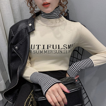 Striped half height collar bottom sweater lady Neyhitch 2019 autumn and winter new foreign air fashion thickened cover-head knitwear