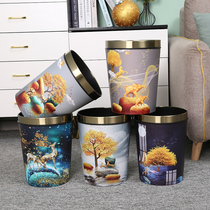 Chinese Style Retro Press Circle Trash Can home Living room Kitchen Bedroom Trash Cans Restaurant Hotel Office Wastebasket