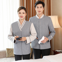 Hotel room cleaning work clothes long sleeve female property cleaner aunt Thai sauna cleaning clothes autumn and winter set