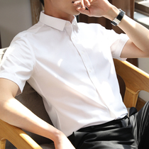 White shirt male short sleeve summer silk light cotton pure blouse pure cotton anti-Zou business positive dress free of hot men lining clothes