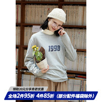 square houlest simple loose round neck student couple sweater womens autumn thin gray sports top