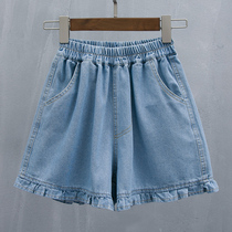 Fat MM large size womens new denim shorts 2023 summer loose and thin casual wide-leg thin hot pants