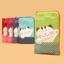 South Korea cute lady small screen mobile phone bag pure cotton cloth art mobile phone bag zero wallet card bag mobile phone cover
