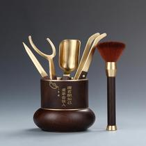 Brass Black Sandalwood Kongfu Tea Accessories Suit Tea Spoon Raising Pot Pen Tea Lane 6 Six Gentlemen Tea Knife Tea Making Tool