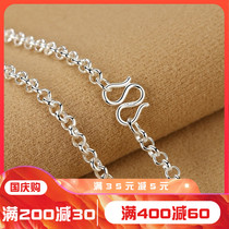 999 sterling silver necklace female long sweater chain O-shaped chain high-grade foot Silver Circle circle couple chain silver ornaments