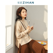 Zihan Winter Semi-turtleneck sweater long sleeve pullover base shirt sweater Jersey thick Womens comfortable coat tide