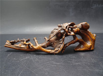 Old mahogany carved flowers beaming boxwood pen holder ancient brush bed calligraphy pen mountain antique leak