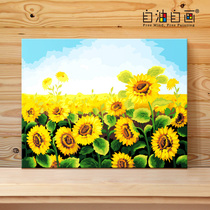 Self-painted digital oil painting diy hand-painted large living room bedroom flower landscape decoration painting Xiangyang flower