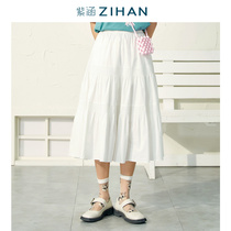 Purple Culvert Summer Dress New High Waist Casual 100 Lap Double cramp A-word dress with long half body skirt over knee skirt