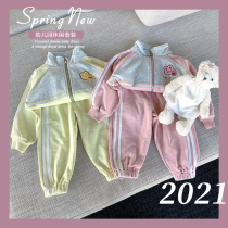 abao wardrobe girl Korean long sleeve set 2021 spring new baby casual spring coat childrens foreign style