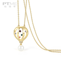 Sweater chain long female Joker simple personality imitation pearl light luxury temperament color golden hot air balloon long necklace Net Red