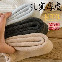 Socks mens autumn and winter pure cotton mens mid-tube socks winter plus fluff towel stockings thickened warm wool super thick