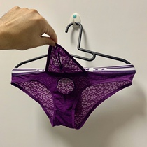 Open underwear sexy breathable trend spring and summer nylon mens low waist hollow transparent mesh mens briefs