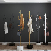 Metal coat rack Floor bedroom built-in living room hanging clothes shelf household single pole vertical simple bag rack