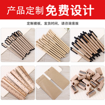 Stationery logo custom signature pen lettering printing Simple small gift student wooden ruler pencil sharpener set ruler Gel pen
