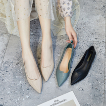 Tide Cards Late Evening Shoes Women 2022 Spring New Fashion 100 Hitch Flat-bottomed Pointed Shallow heel Heel Single Shoe Ladyshoe